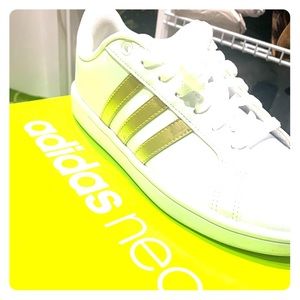 Adidas White with Gold Stripes